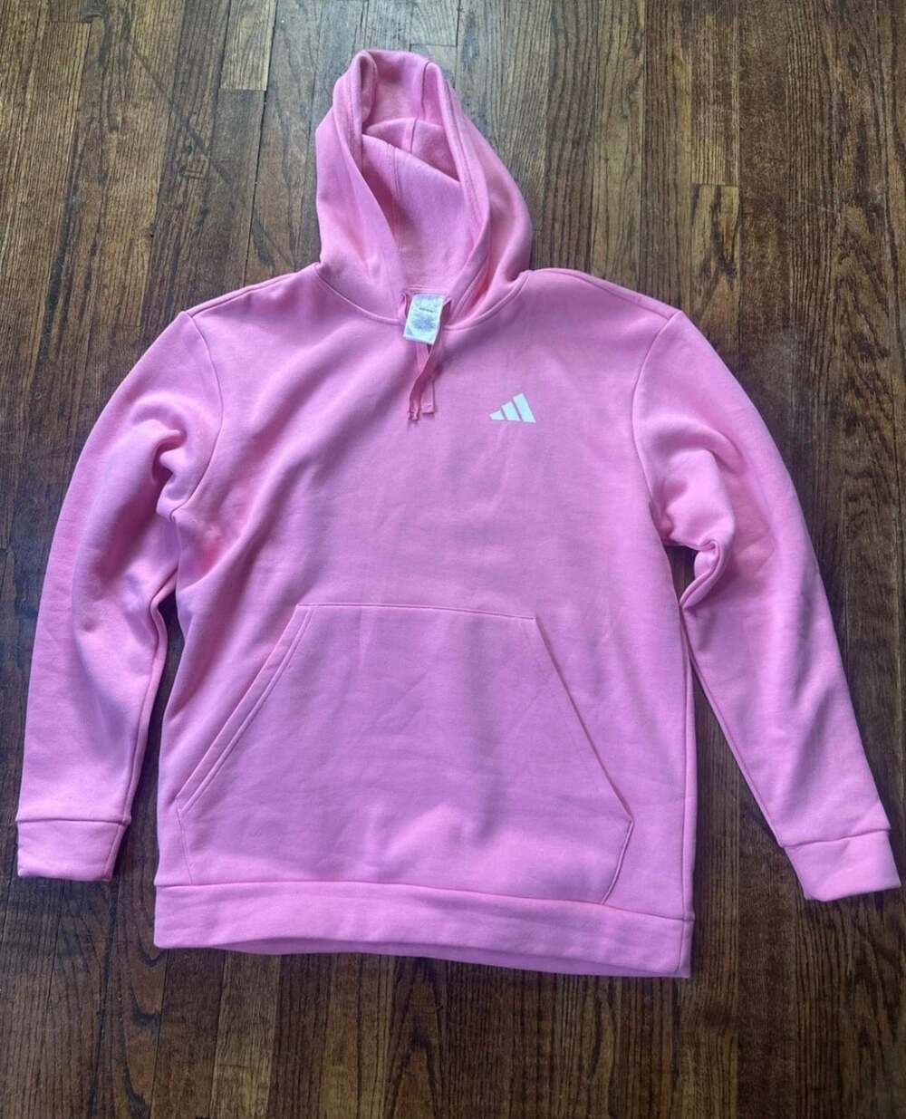 Adidas Pullover Hoodie Size L Pink Fleece Sweatshirt